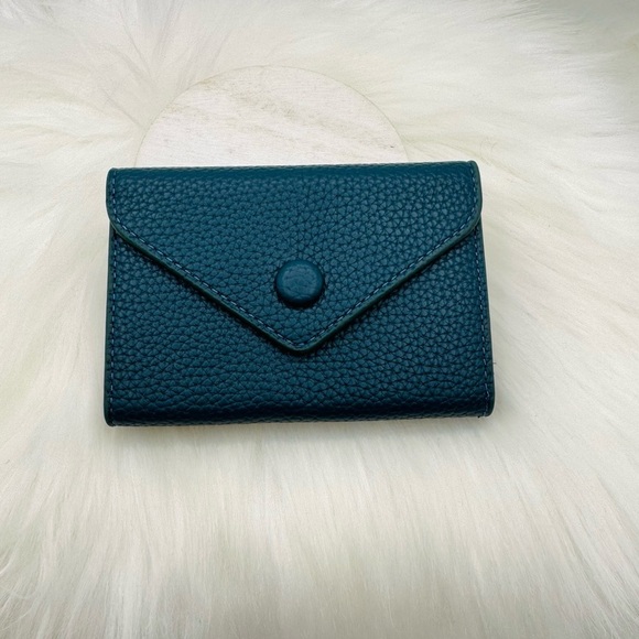 Women’s Minimalist Peacock Teal Card Wallet - Picture 3 of 7